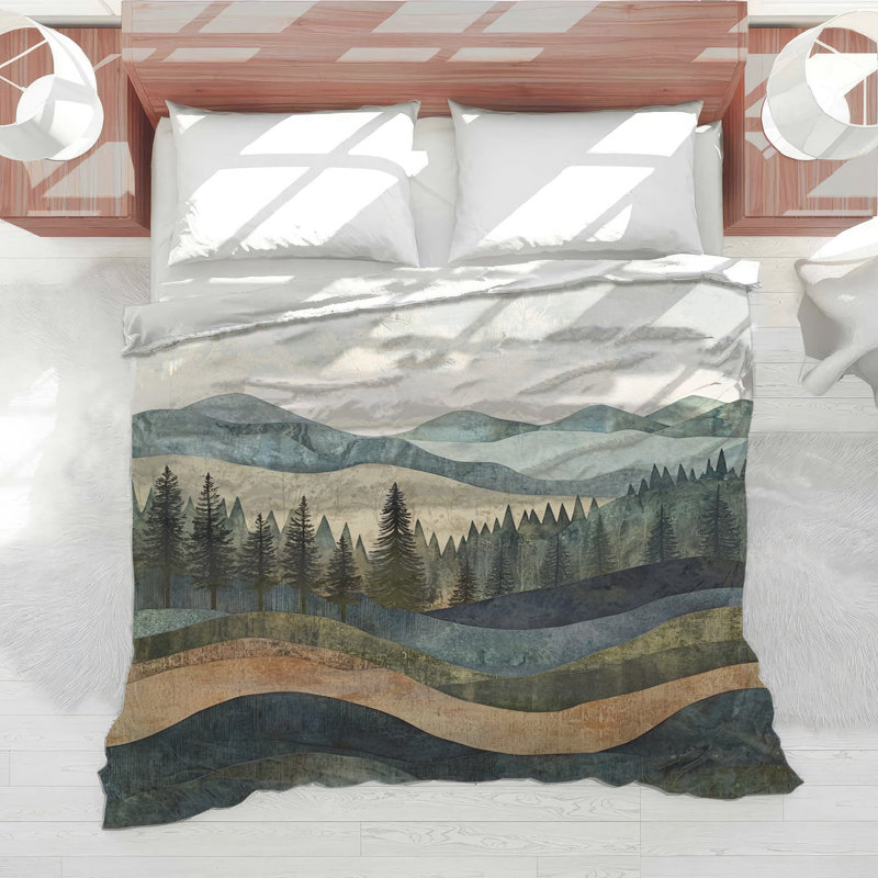 Layered Mountain Landscape Comforter, Twin Extra Long