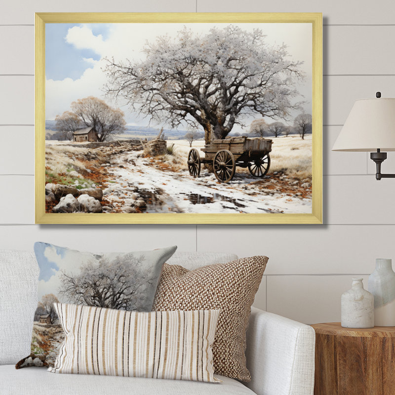 «White Old Cart Cart Legacy», reproduction sur toile, Encadrement doré, H 30 po x l 40 po x P 1,5 po