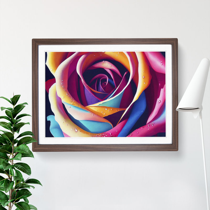 Colourful Rose Flower Vol.5 - Framed Print, 34cm H x 46cm W x 2cm D, Walnut Framed