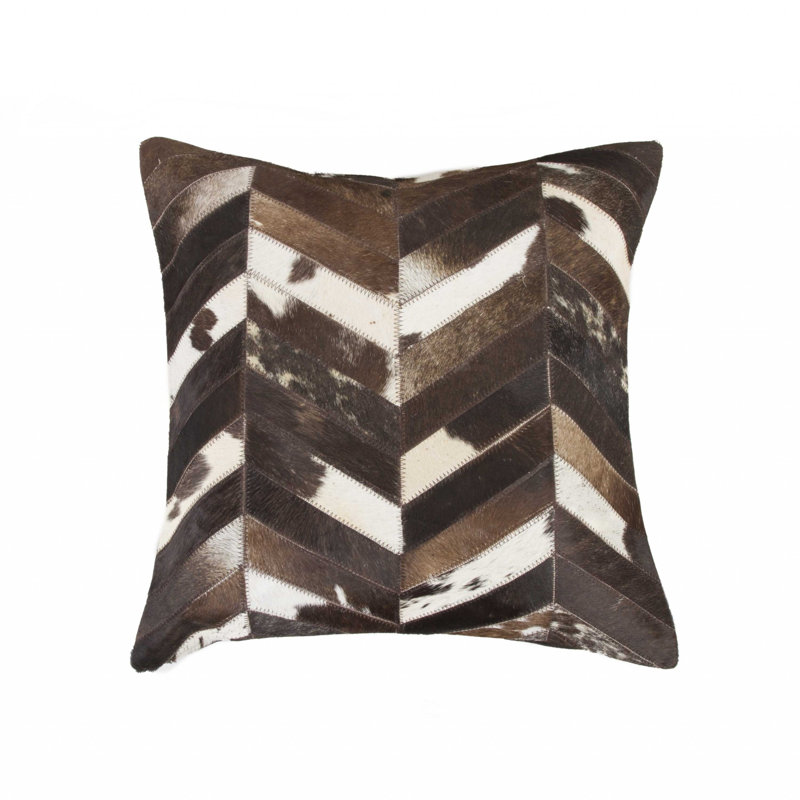 18" Square Chocolate Faux Cowhide Decorative Pillow