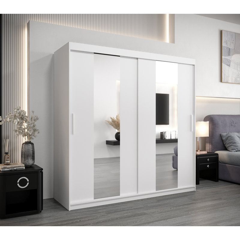 Ayaab 2 Door Manufactured Wood Wardrobe, Matte White