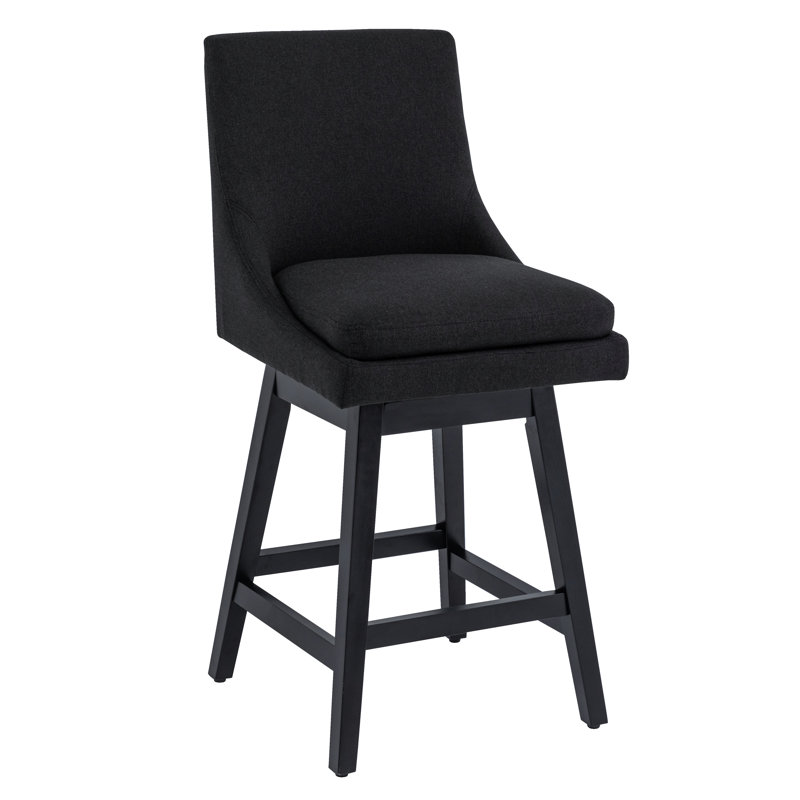 Lark Manor ™, tabourets de bar 26 po à hauteur de comptoir pivotant à 360 ° avec dossier haut pour îlot de cuisine et de bar Lark Manor ™, ensemble de 1, tissu performance gris anthracite