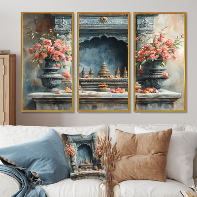Puja indien moderne rose - ensemble de décoration murale d'art indien