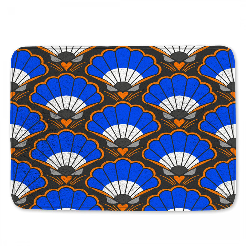 Tapis de bain bleu orange, 34in W x 21in L