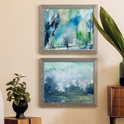 «Rain in the Country», ensemble de 2 peintures sur toile encadrées