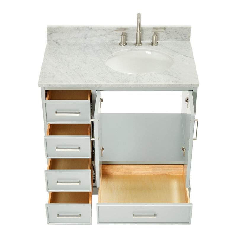 Ensemble de meuble-lavabo simple 37 po avec plateau Abita, Gris