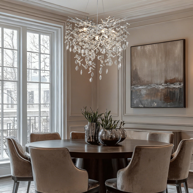 Lustre en cristal Paree Luxury, H 27,56 po x l 23,62 po x P 23,62 po, Argent