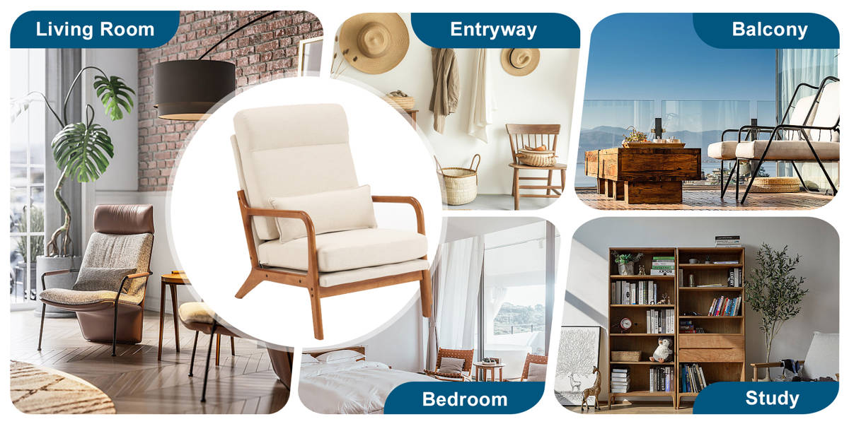 Lemley 25.6" Wide Armchair Solid Wood Accent Chair