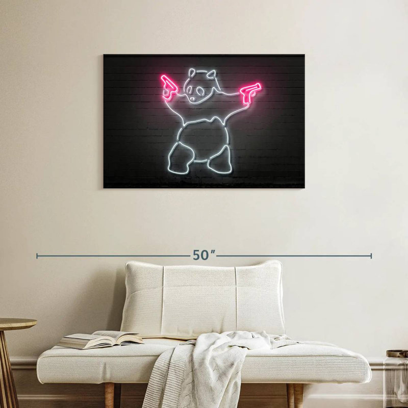 Brampt Panda Pink Guns, 24" H x 36" W
