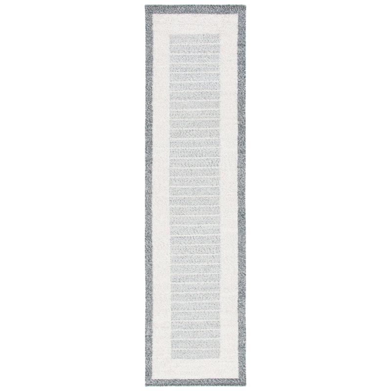 Tapis gris en laine / coton à tissage plat Bardin, Tapis de couloir 2 pi 3 po x 9 pi