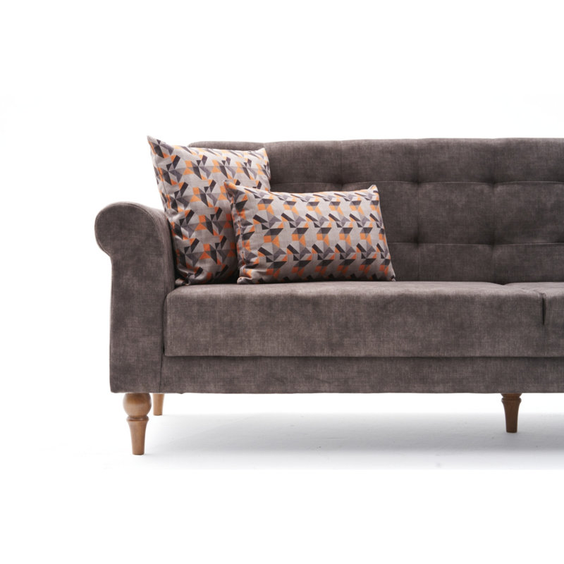 Canapé-lit rembourré 87,8 po Lyndsey, Polyester à 100 % de couleur brune