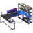 63'' Reversible Computer Desk With LED Power Outlet And Storage Shelves-108993917