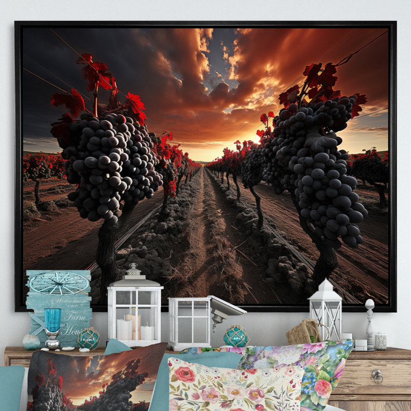 France Bordeaux Vineyard Symphony I - impression, Cadre flottant noir, H 30 po x l 40 po