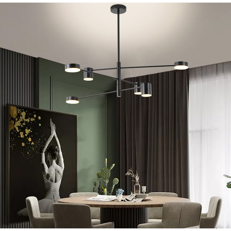 Modern 6 Light 3 Tier Black Shade Chandelier