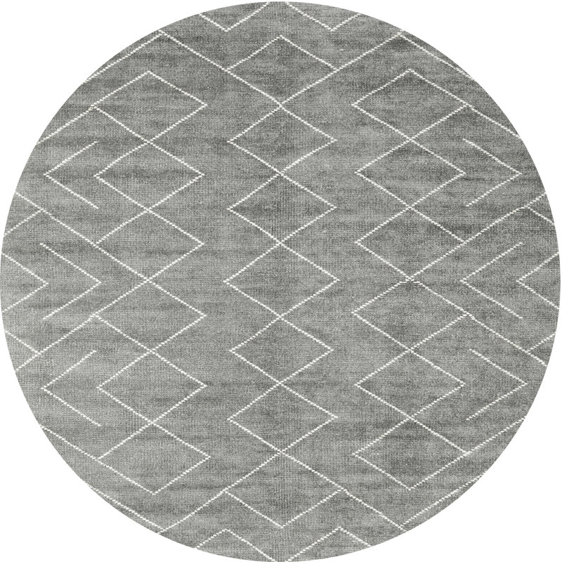Tapis zone gris clair contemporaine, Rond 5 pi