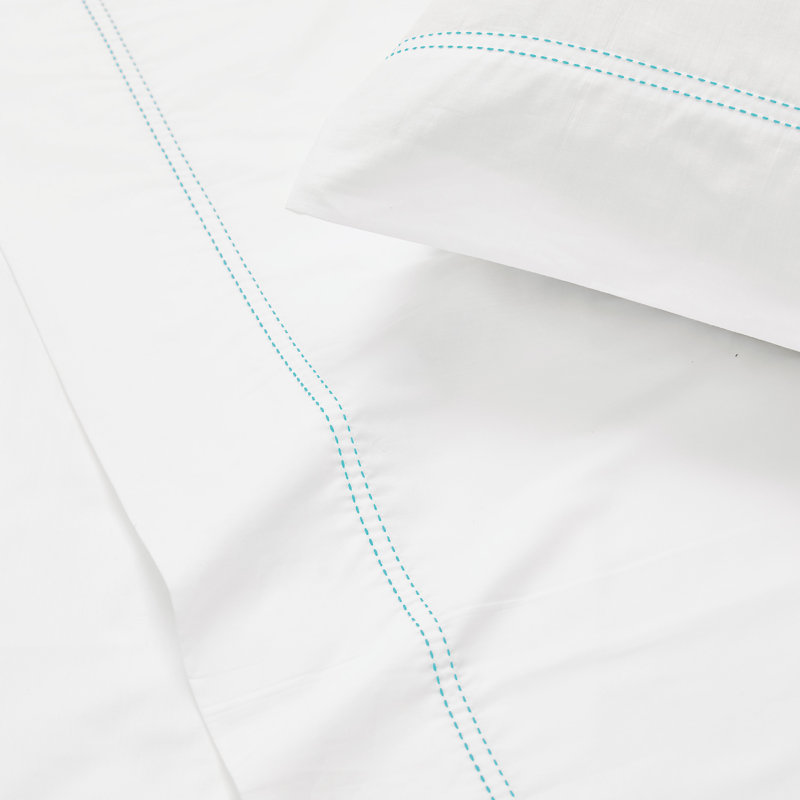 Ensemble de draps en percale 100% coton Scout, Écume de mer, écume de mer, Ensemble de draps pour lit simple avec une taie d'