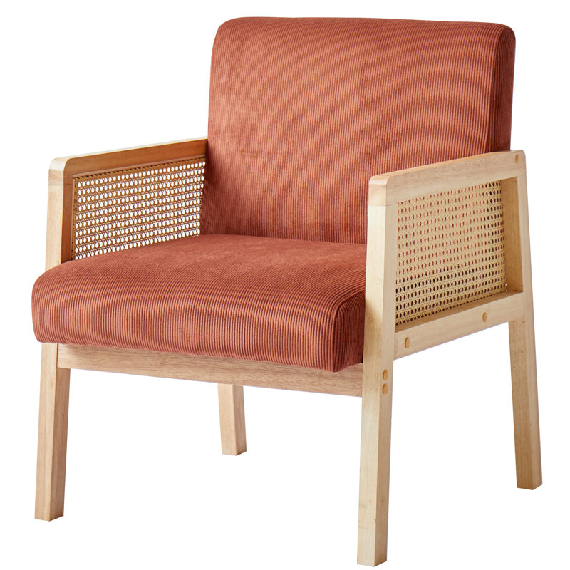 Chai en bois et canne Carlphinz, Tissu rouge