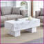 Table basse moderne en MDF texturé blanc pour le salon, spacieuse Assemblage rapide-1140249491