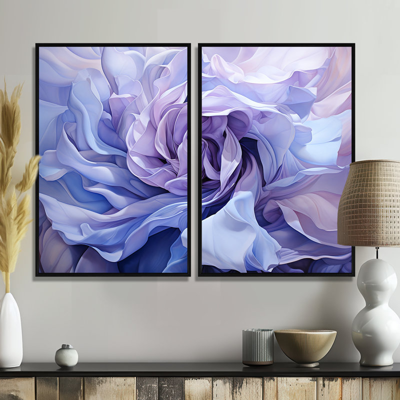 Twist Lavender Rose - Pink Modern Canvas Prints 2-Panels, Black, 36" H x 48" W, Floater Framed Print