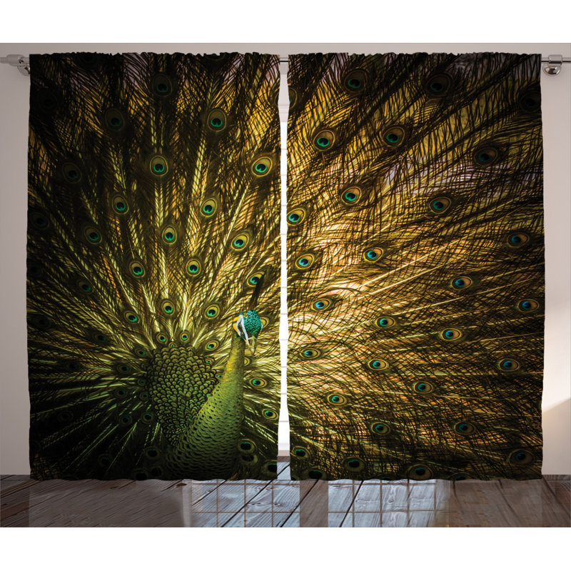 Peacock Semi-Sheer Rod Pocket Curtain Panels, 54" x 63"