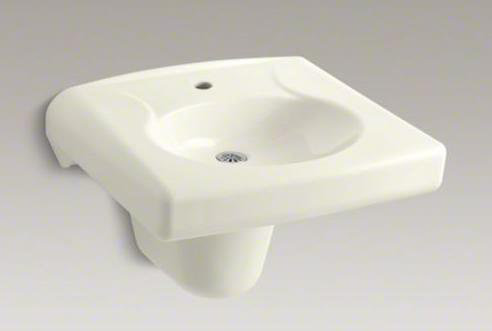 Brenham Ceramic 22" Wall Mount Bathroom Sink, Biscuit, Single
