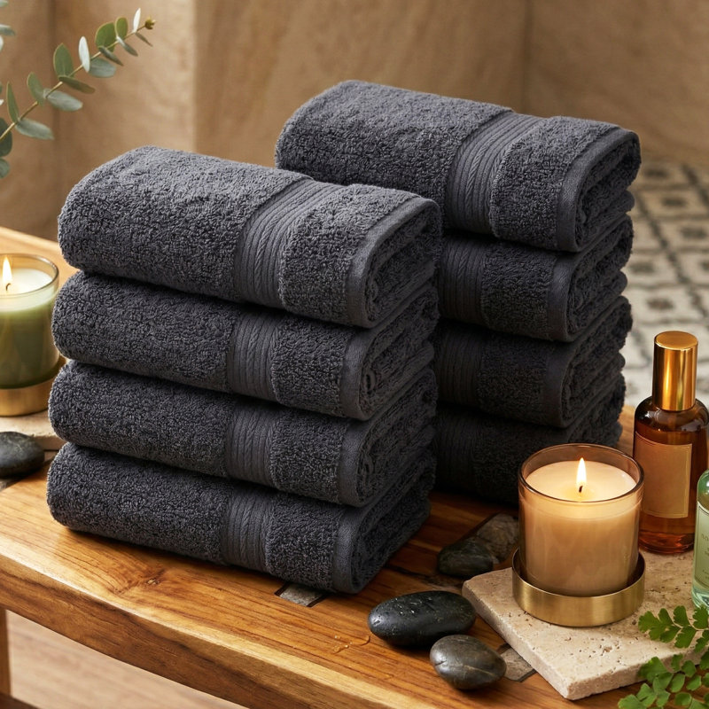 Essuie-mains 100% coton absorbant et à séchage rapide, Gris
