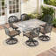 Chaise de patio pivotante en fonte d'aluminium 6 pièces avec structure noire et coussins bruns-822731050