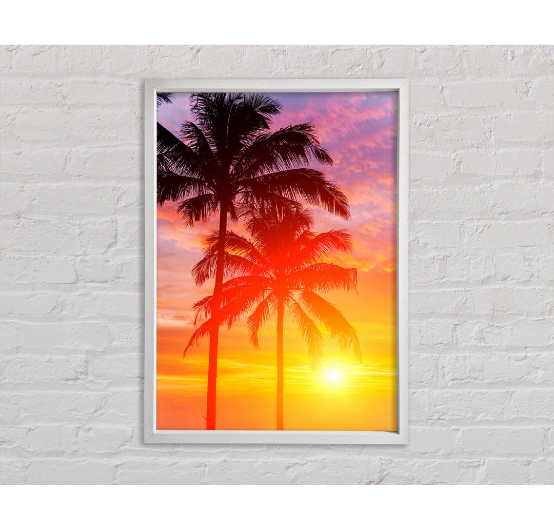 Sunset Palm Trees - Einzelbildrahmen Kunstdrucke auf Leinwand