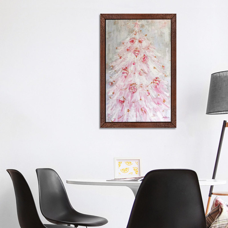 A Pink Christmas by Debi Coules - Print on Canvas, 66.04 cm H x 45.72 cm W, Brown Framed