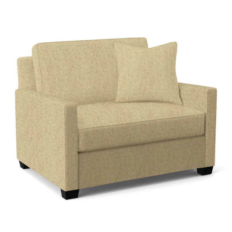Nicklaus Upholstered 49'' Sleeper Sofa, Black Finish, Basic Grey; 0317-83, Gel Memory Foam Mattress