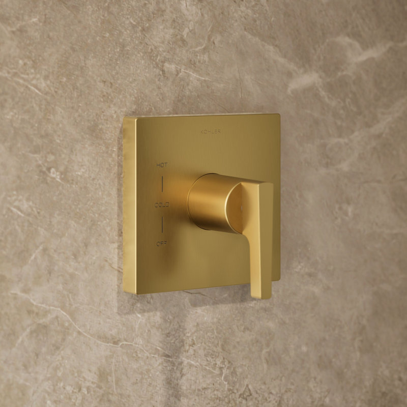 Honesty Rite-Temp Shower Trim With 2.5 Gpm Showerhead And Lever Handle, Vibrant Brushed Moderne Brass