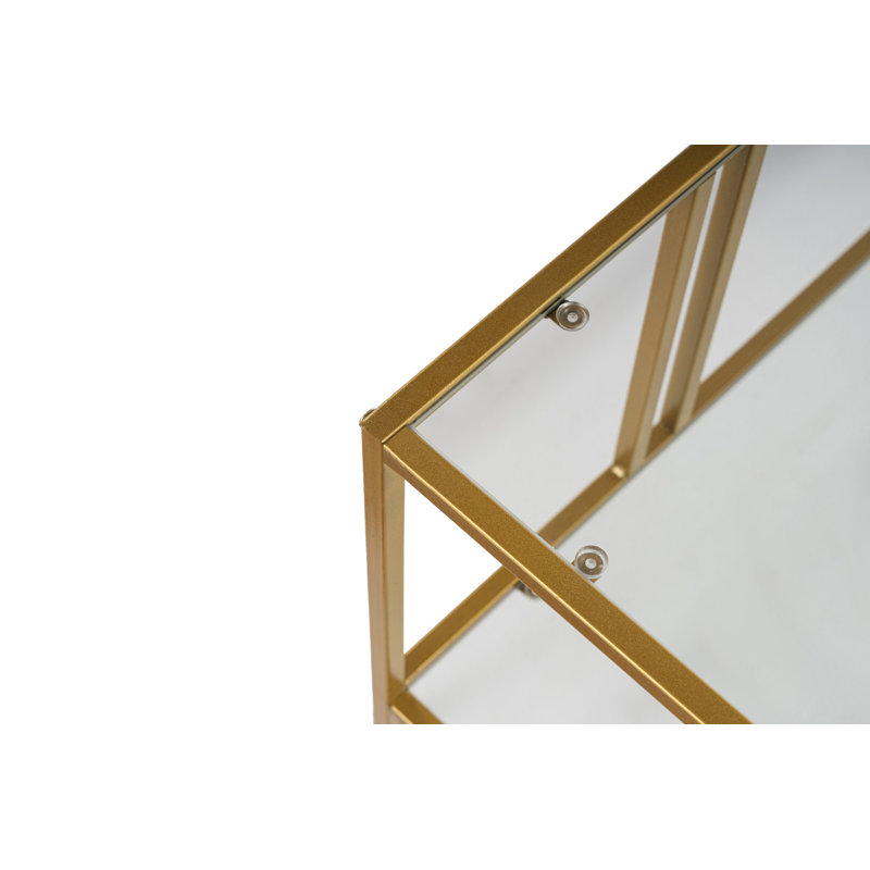 Four Leg Coffee Table with Storage, Gold