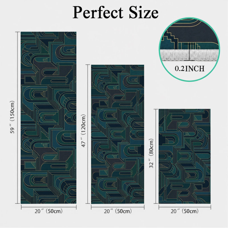 Tapis de cuisine lavables antidérapants à motif géométrique