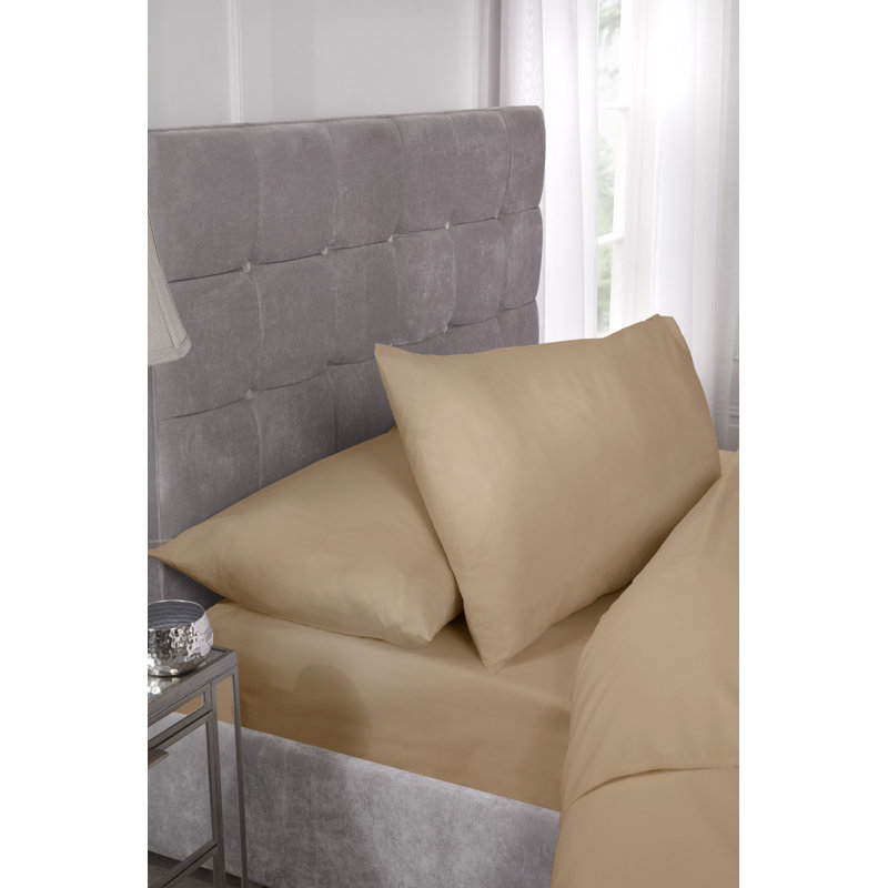 Percale Cotton Blend Percale Flat Sheet, Double (4'6), Coffee