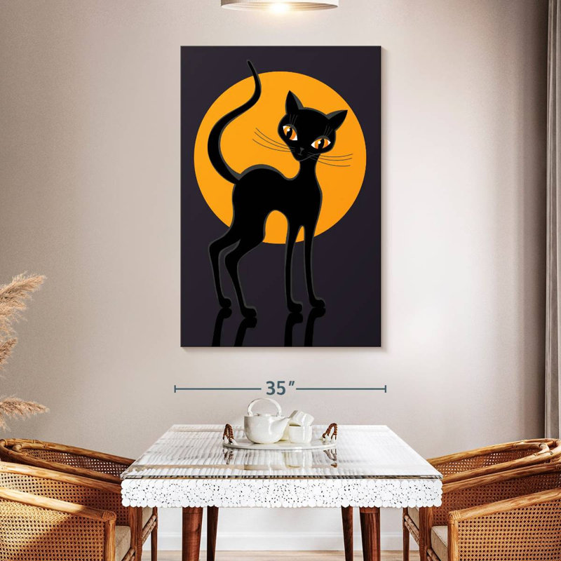 Chat et lune, H 51 po x l 34 po