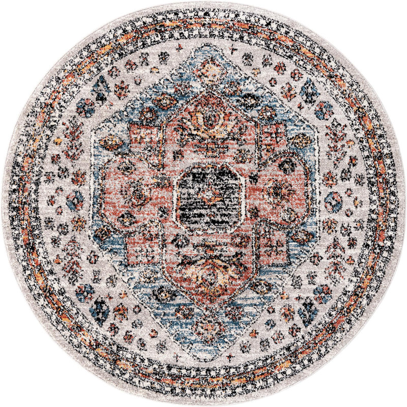 Tapis gris Albia, Rond 5 pi 3 po