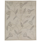 Wool Floral Area Rug in Gray