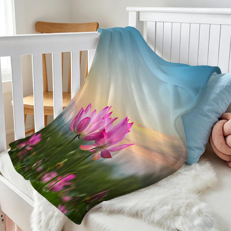 Jeté en molleton rose flanelle ultra doux, imprimé magnifique recto Bloom, Throw 30" x 40"