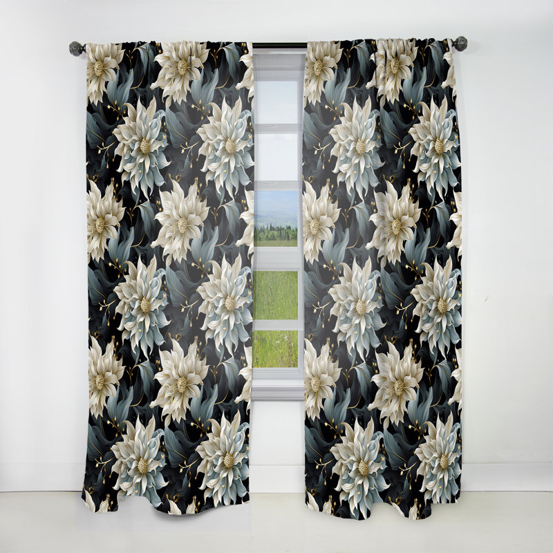 Rideau en velours glamour beige foncé et bleu Elegance - 1 panneau, L 52 po x L 90 po