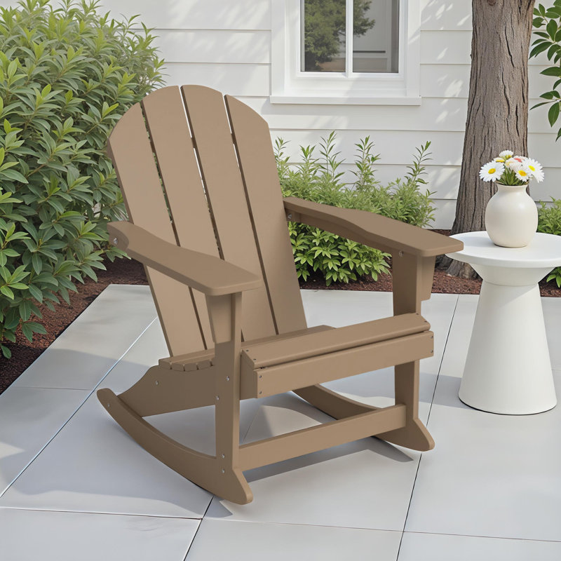 Chaise Adirondack berçante en PEHD Laguna, Bois patiné