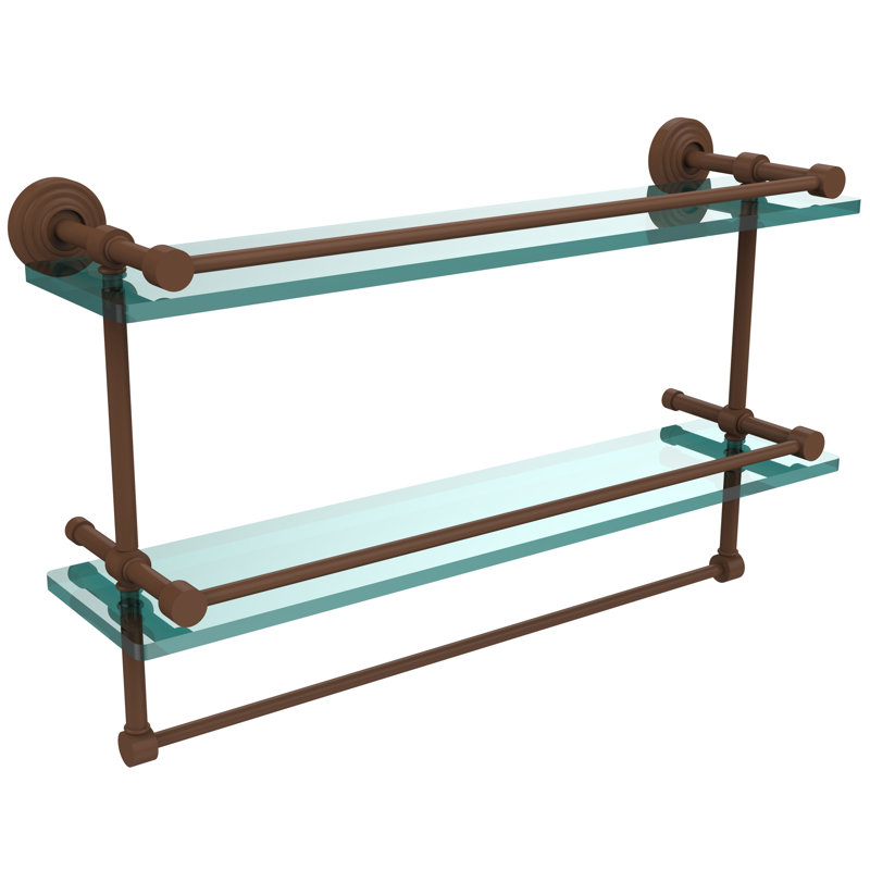 Beresford 2 Piece Tiered Shelf with Towel Bar, Matte Gray, 12" H x 22" W x 5" D