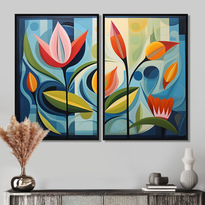 «Green Mid Century Mod Nature II» - Décoration murale verte