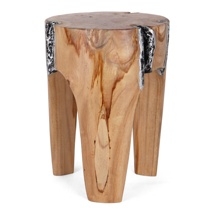 Tabouret d'appoint Adrik, Naturel / Argenté