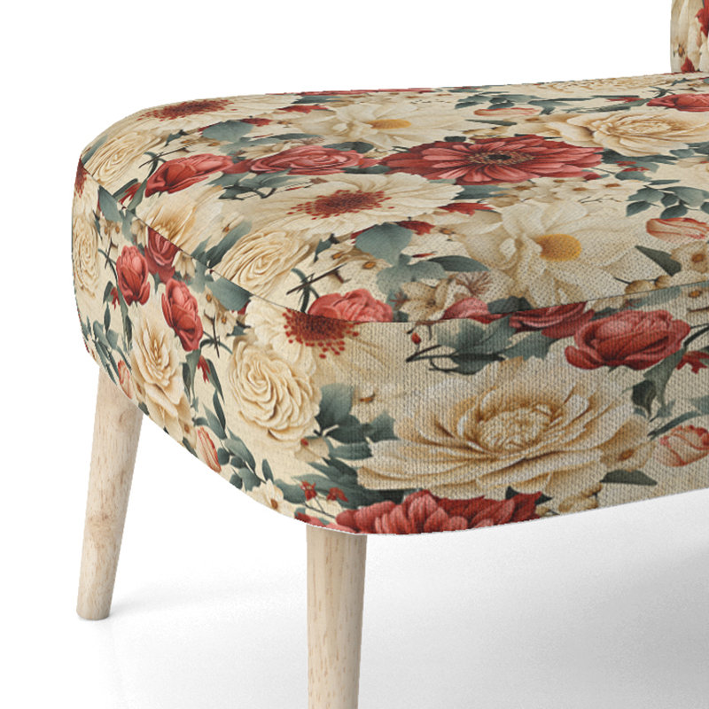Chaise d'appoint rembourrée Delicate Flower Symphony - Chaise de ferme rembourrée, rouge