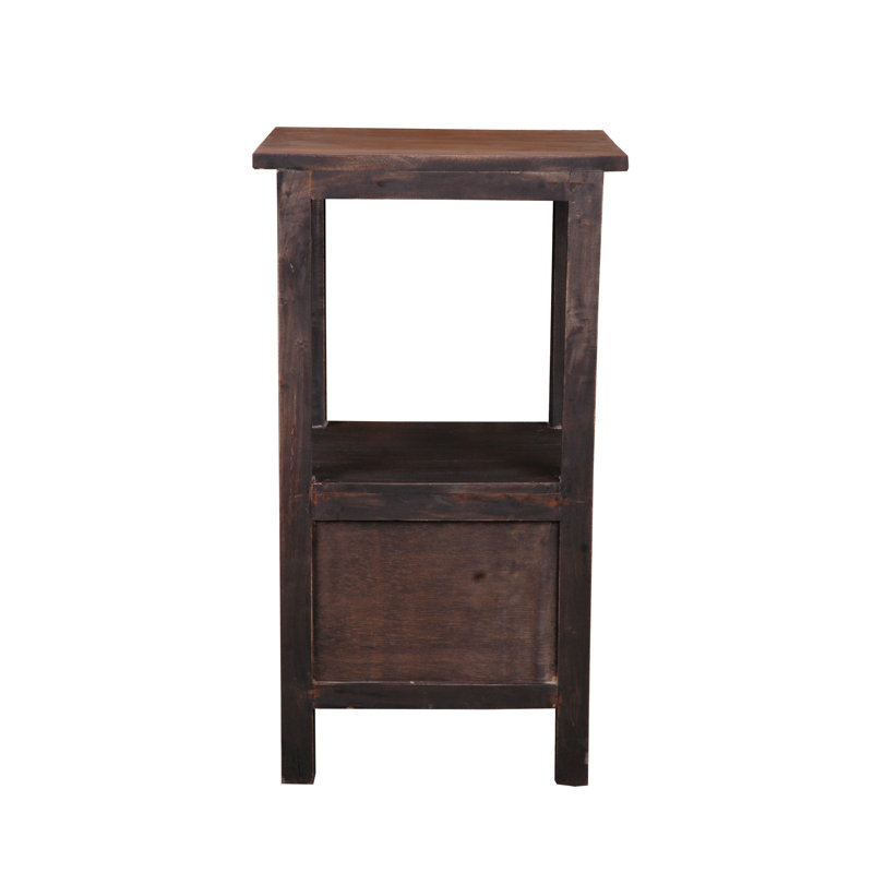 Cottage Charm Two-Tone Mahogany Wood End Table with Storage