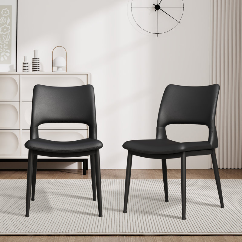 Ensemble de 2 chaises de salle à manger en cuir Pu, Noir