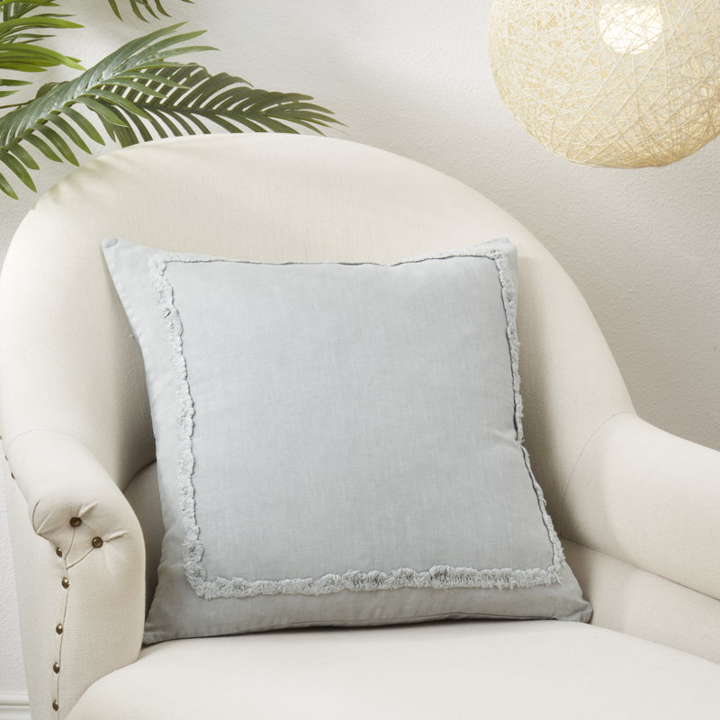 Arquit Joseph Square Cotton Pillow Cover & Insert, Bluish Gray