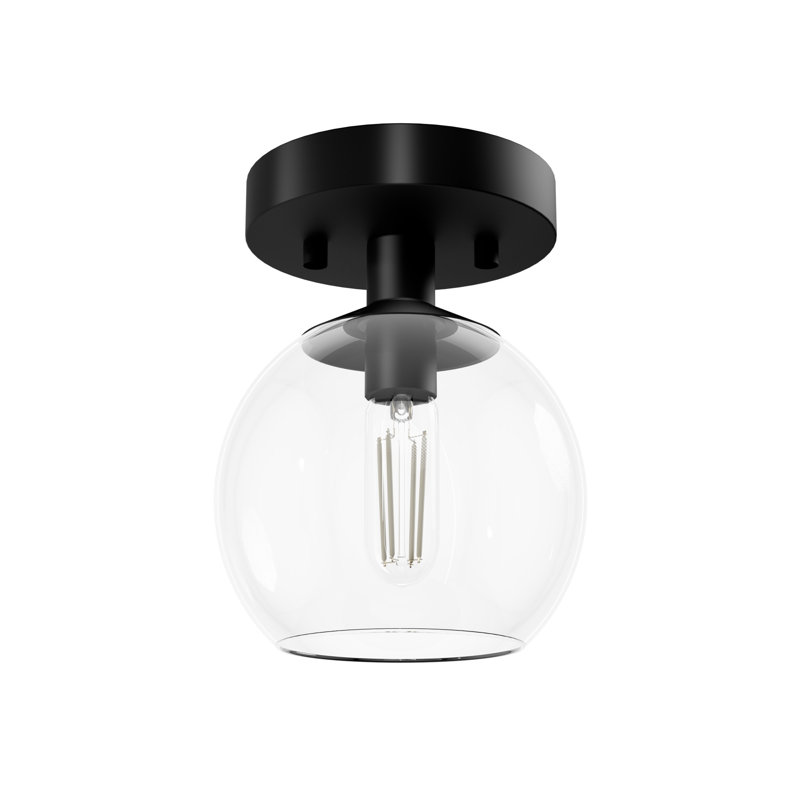 Lomeli 1 - Light Single Globe Convertible Mini Pendant Flush Mount Ceiling Light, Matte Black