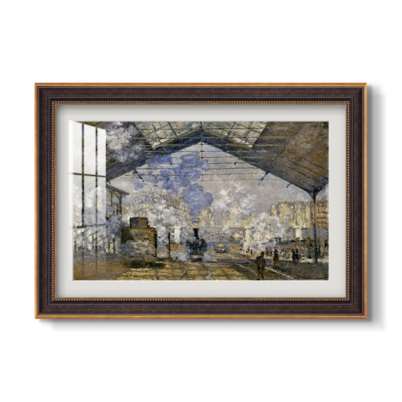 La Gare Saint-Lazare, 1877 - Claude Monet - Reproduction encadrée sur mesure, 16 po x 22 po, Or vénitien
