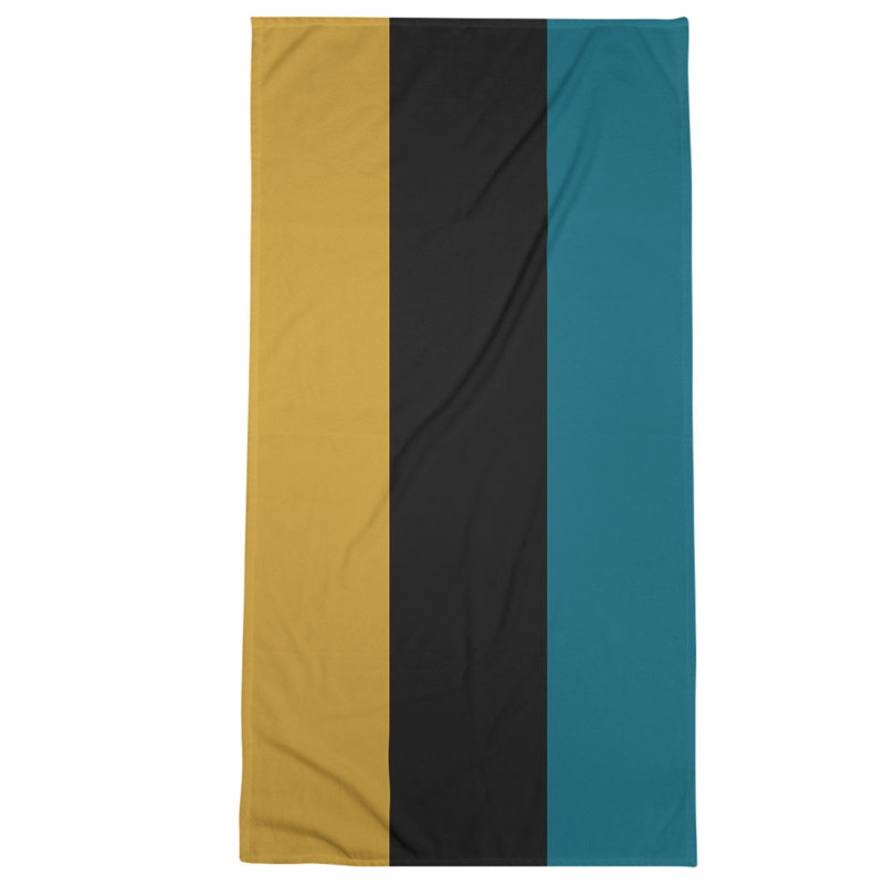 Cotton Blend Beach Towel, Black/Blue/Dark Gold
